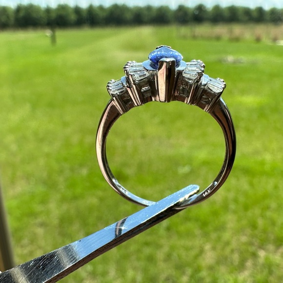 Marquise Tanzanite and Diamond Ring- 14K White Gold (Size 9 US) - Picture 8 of 8